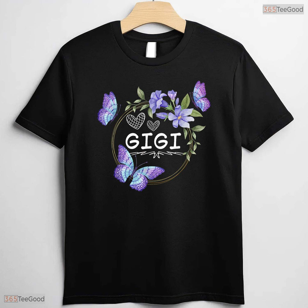 Cute Gigi Butterfly Floral Gigi Grandma Womens Gift Mothers Day T-Shirt Present