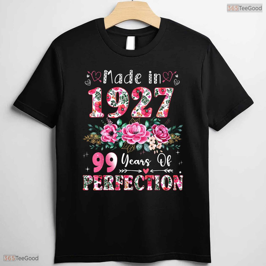 Made In 1927 Vintage Style Women 99th Birthday Mothers Day T-Shirt Gift Idea