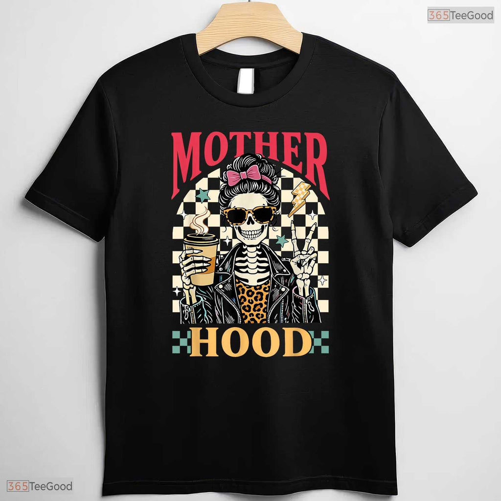 Tired Mom Life Skeleton Funny Motherhood Spooky Mothers Day T-Shirt For Her