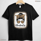 Grandma Life Leopard Messy Bun Grandma Mothers Day T-Shirt Gift For Women