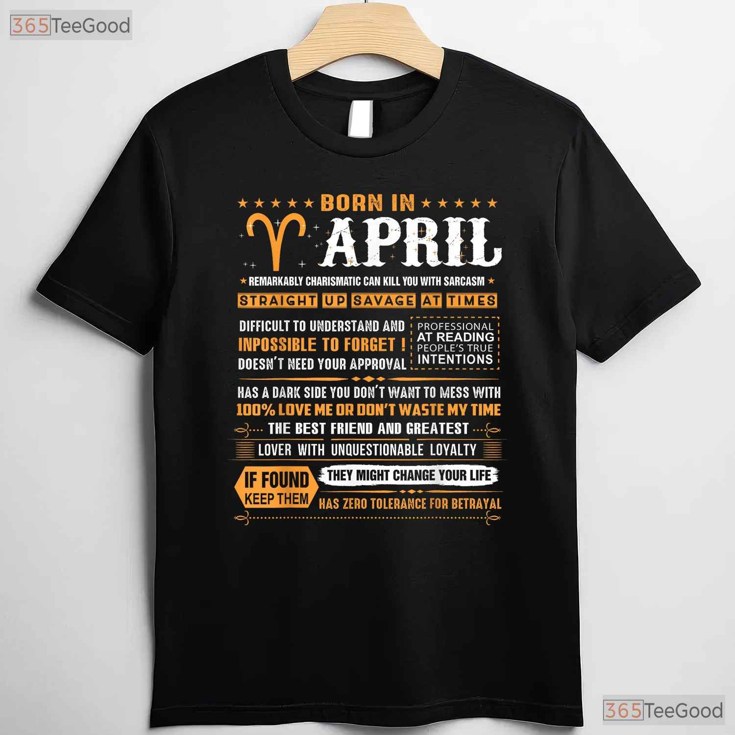 Aries Zodiac April Birthday T-Shirt - Born In April Tee - Astrology Gift For Men Women
