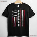 Patriotic Baseball 4th Of July T-Shirt Men Boys USA American Flag Sport Tee