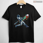 Cool Baseball Player Drip T-Shirt Youth Boys Melting Graphic Sports Apparel