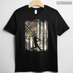 Camo Flag Baseball Player Vintage T-Shirt Patriotic Men Women Kids Sport Tee