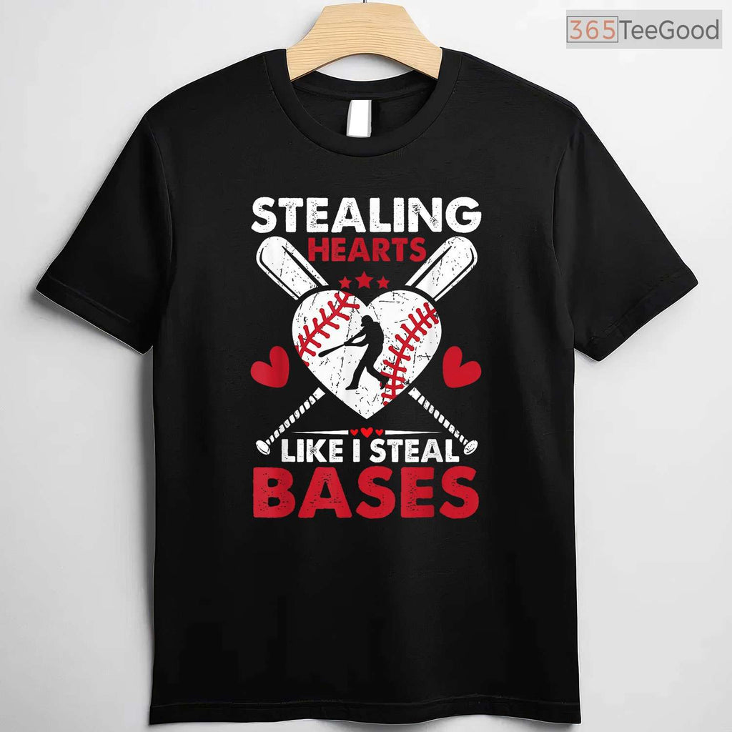 Stealing Hearts Like I Steal Bases T-Shirt Softball Baseball Valentine Gift