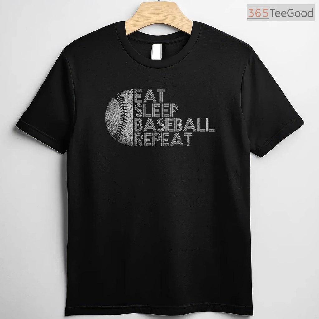 Eat Sleep Baseball Repeat Funny Baseball Player T-Shirt Sports Routine Gift