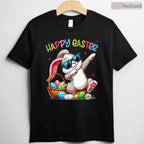Funny Dabbing Bunny Happy Easter T-Shirt Cool Boys Girls Easter Day Dance Tee