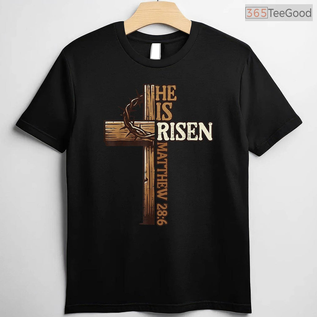 Easter Cross He Is Risen Jesus Christian T-Shirt Men Women Religious Faith Tee
