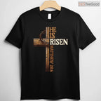 Easter Cross He Is Risen Jesus Christian T-Shirt Men Women Religious Faith Tee