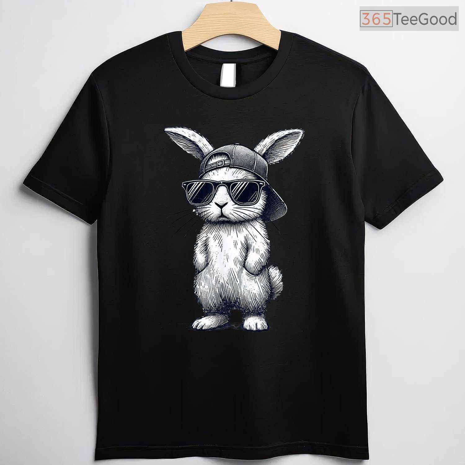 Bunny Face With Sunglasses Cap Easter Day T-Shirt Cool Boys Kids Holiday Shirt