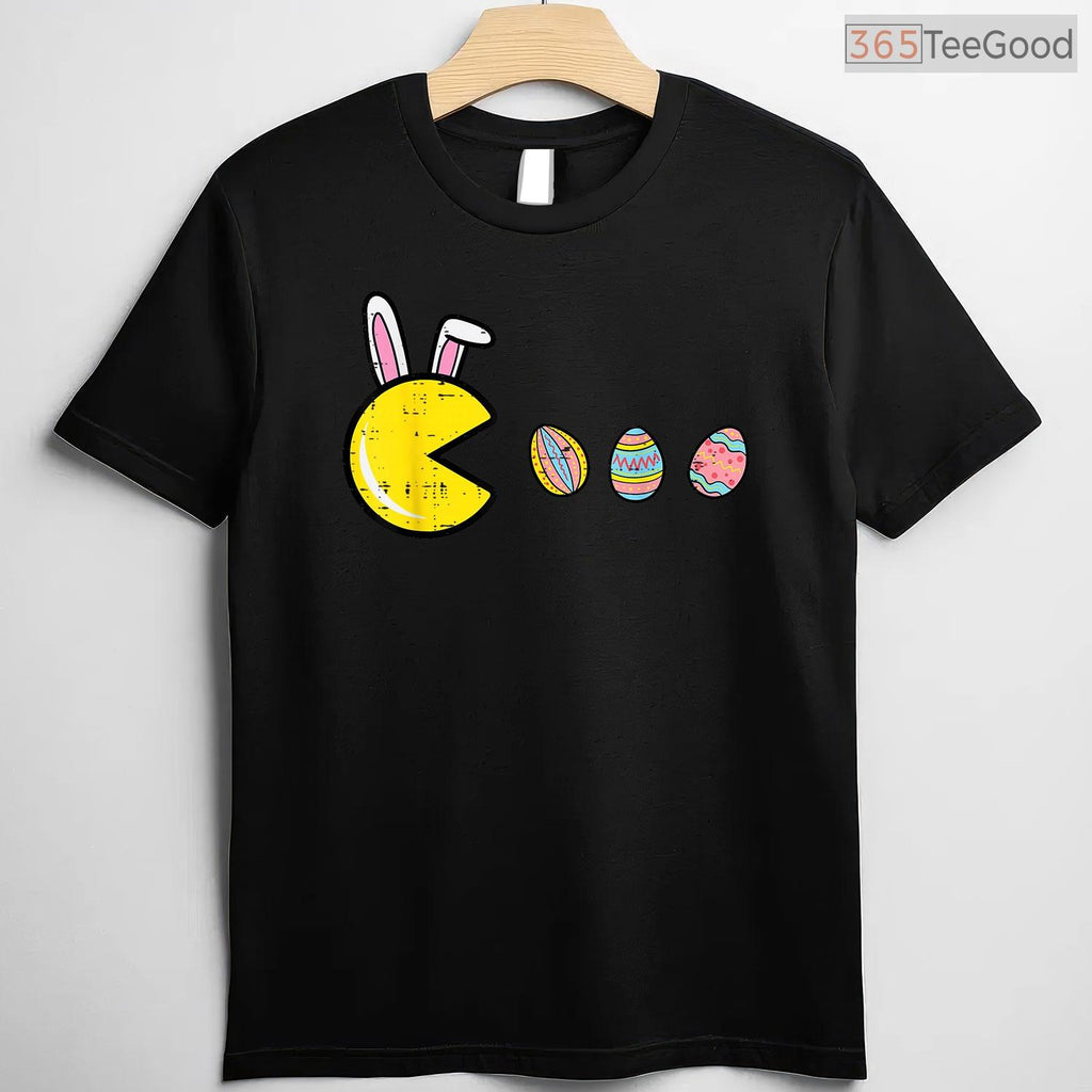 Video Game Eating Easter Eggs Retro Gamer T-Shirt Men Boys Kids Teen Gaming Tee