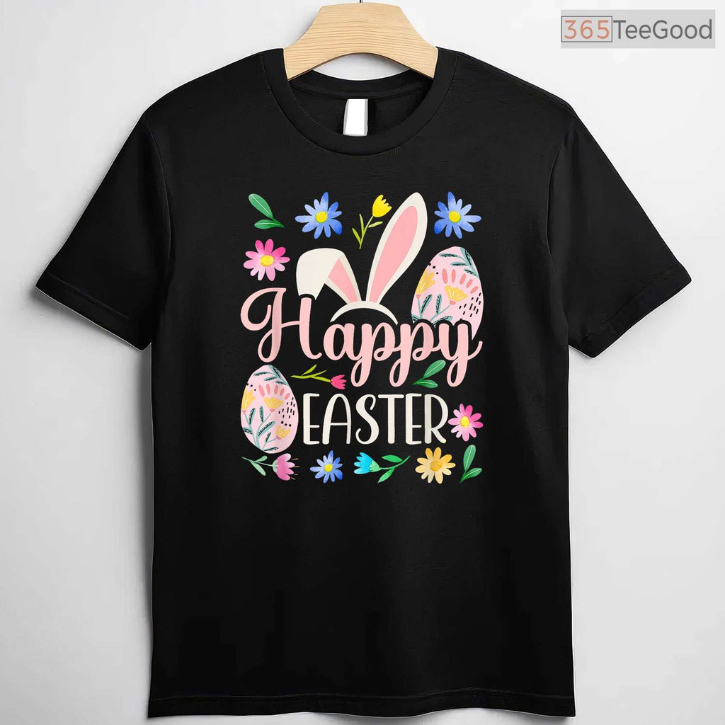 Happy Easter Sayings Egg Bunny T-Shirt Small Cute Spring Holiday Graphic Shirt