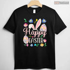Happy Easter Sayings Egg Bunny T-Shirt Small Cute Spring Holiday Graphic Shirt