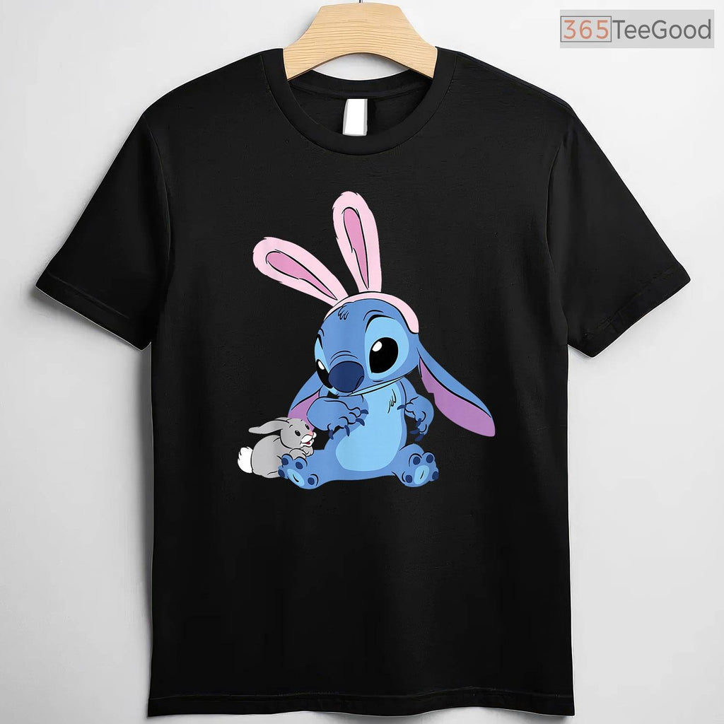 Disney Stitch In Easter Bunny Costume T-Shirt Cute Fuzzy Friend Holiday Shirt