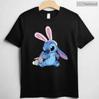 Disney Stitch In Easter Bunny Costume T-Shirt Cute Fuzzy Friend Holiday Shirt