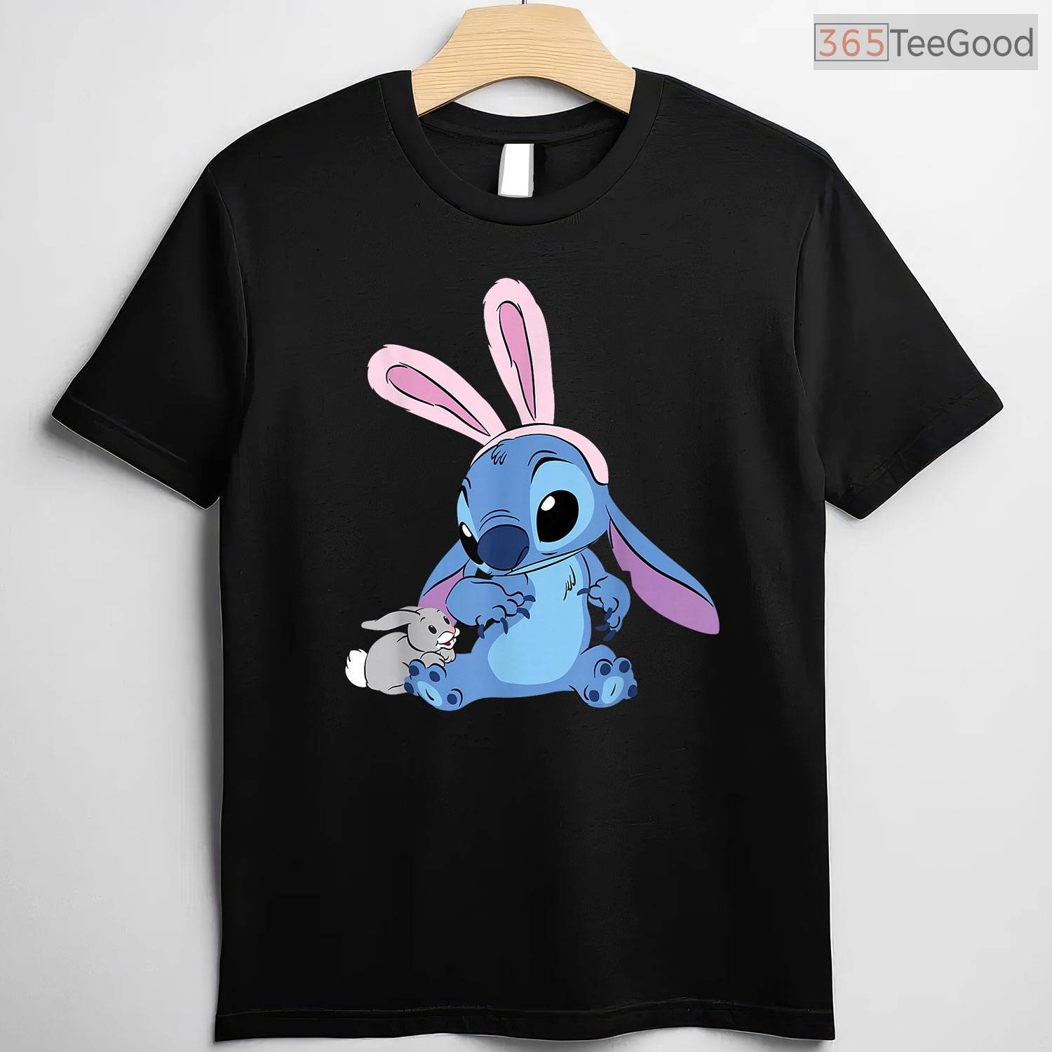Disney Stitch In Easter Bunny Costume T-Shirt Cute Fuzzy Friend Holiday Shirt