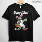 Dabbing Rabbit Easter Day Eggs Dab T-Shirt Boys Girls Kid Gift Funny Bunny Tee