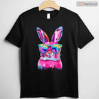 Bunny Face With Tie Dye Glasses Happy Easter Day T-Shirt Men Boy Kid Party Tee