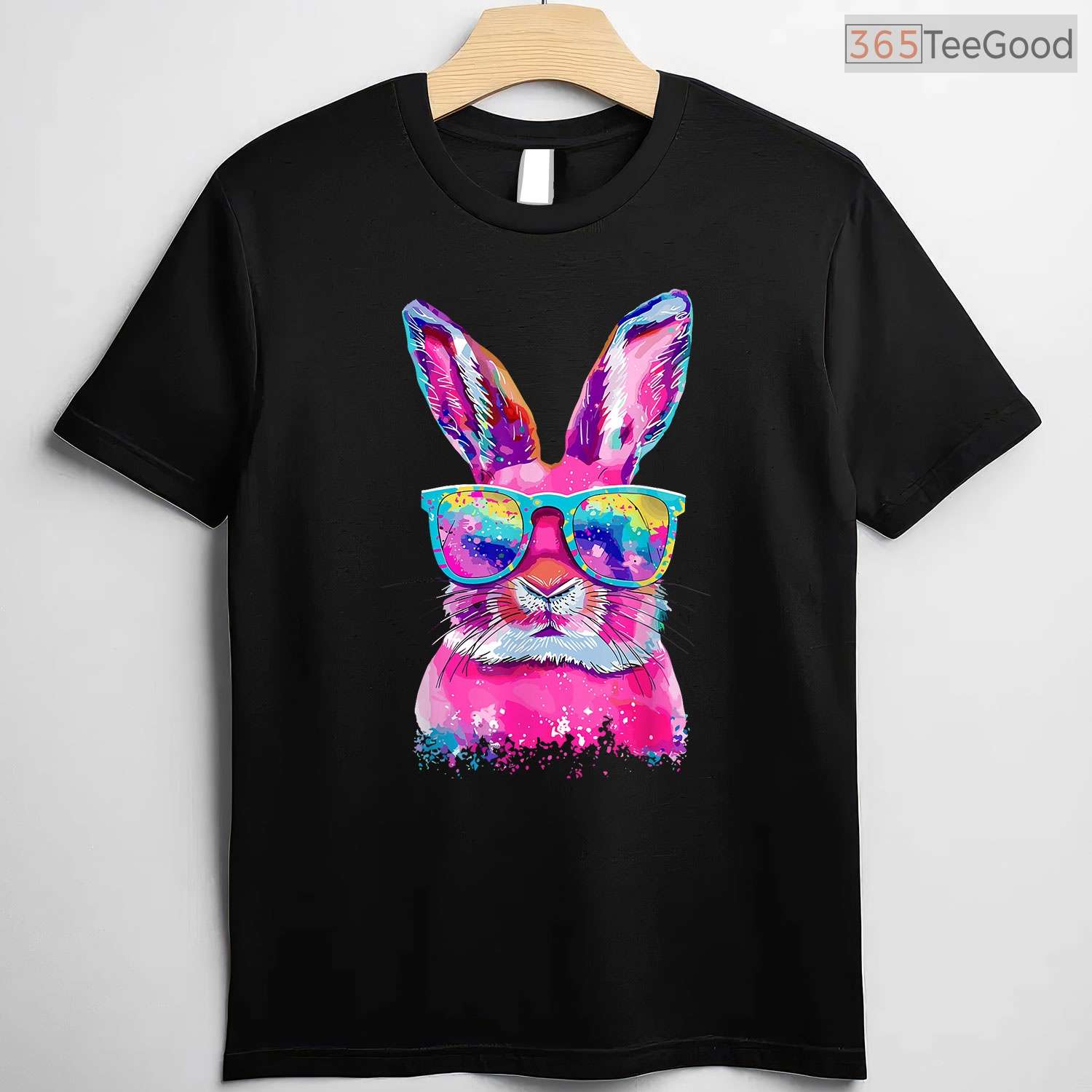 Bunny Face With Tie Dye Glasses Happy Easter Day T-Shirt Men Boy Kid Party Tee