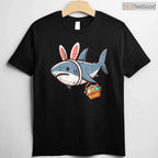 Shark Bunny Easter Eggs T-Shirt Funny Sea Animal Hunt Boys Kids Mens Top Shirt