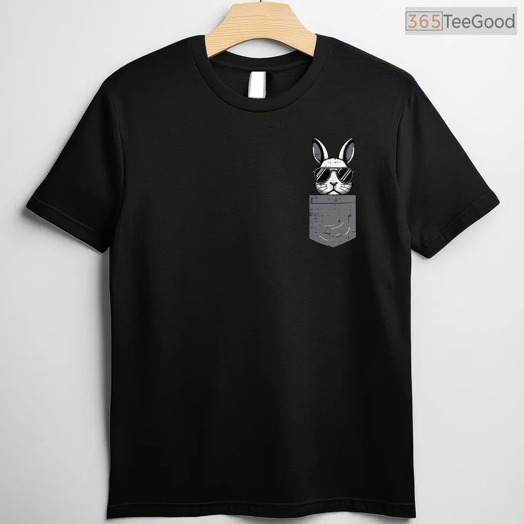 Easter Bunny Pocket Sunglasses T-Shirt Cool Rabbit Faux Pocket Holiday Shirt