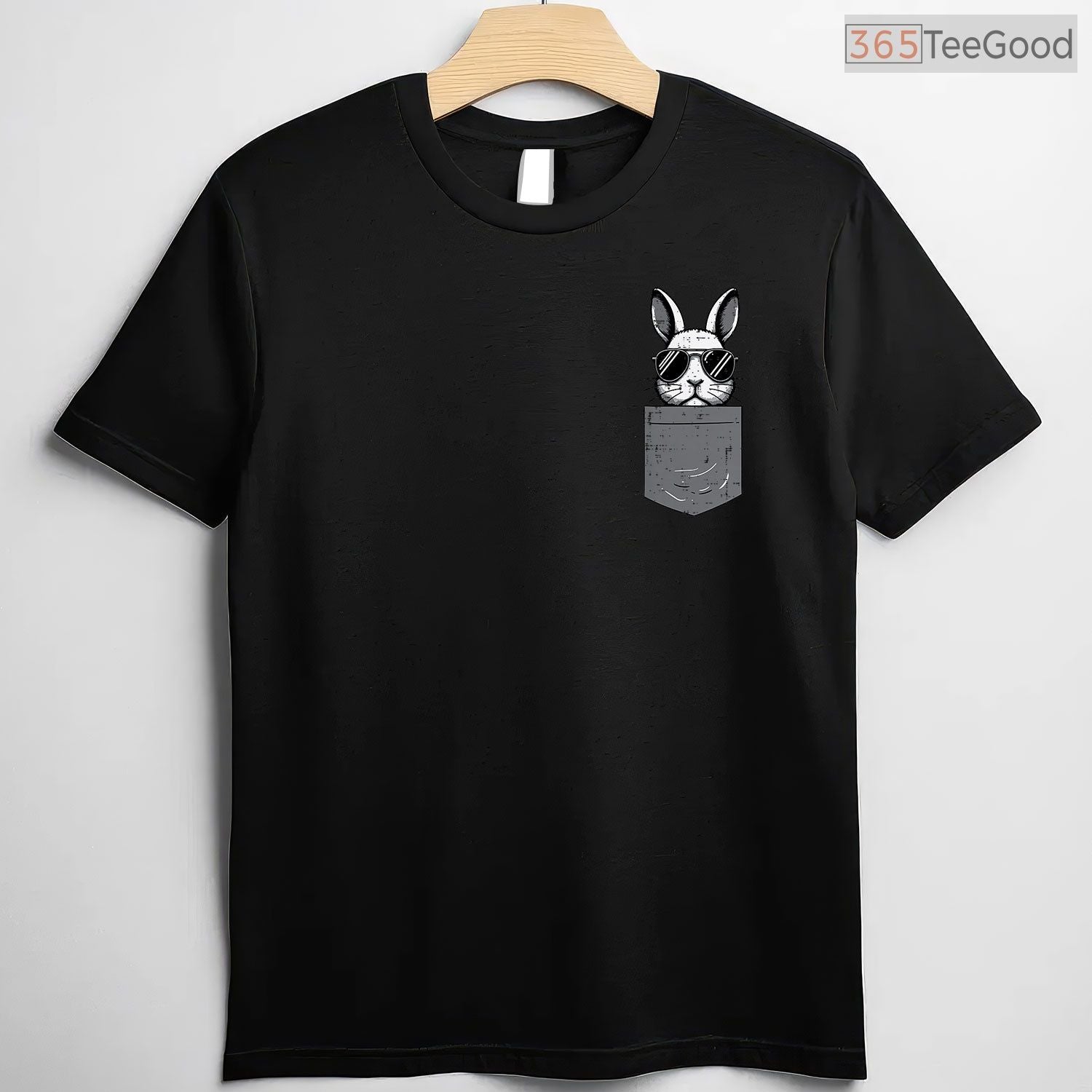 Easter Bunny Pocket Sunglasses T-Shirt Cool Rabbit Faux Pocket Holiday Shirt