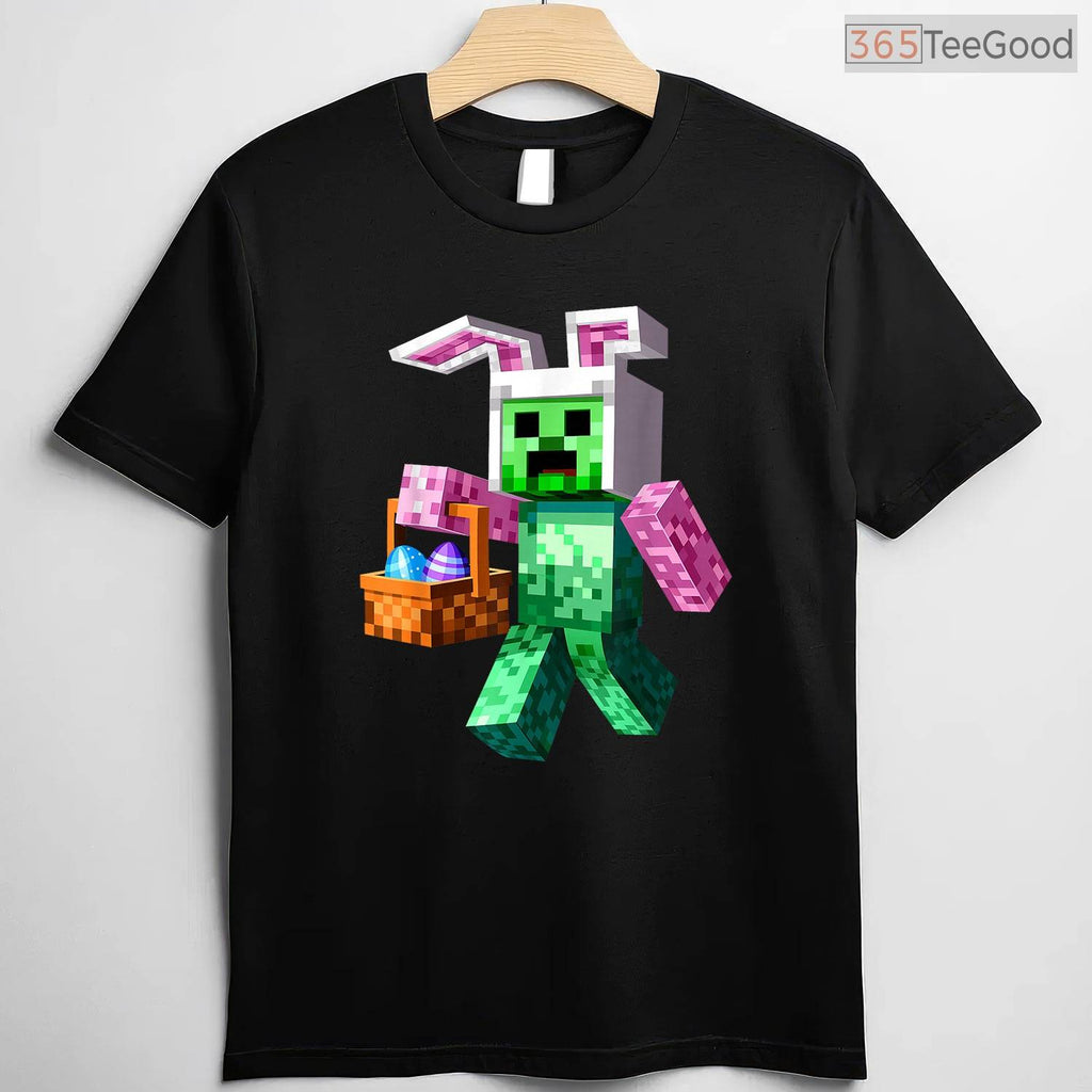 Easter Bunny Egg Pixel T-Shirt Happy Easter Day Retro Video Game Gamer Shirt