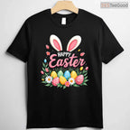 Happy Easter Bunny Spring Egg T-Shirt Cute Floral Nature Holiday Women Shirt