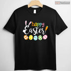 Happy Easter Bunny Rabbit Face T-Shirt Funny Cute Holiday Women Girls Shirt