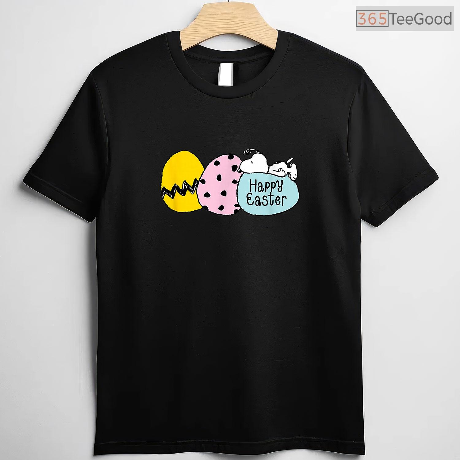 Peanuts Happy Easter Eggs T-Shirt Snoopy Charlie Brown Classic Cartoon Shirt