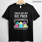 Funny Easter Egg Workout T-Shirt Check Out My Six Pack Abs Gym Fitness Shirt