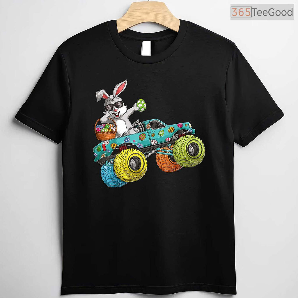 Dabbing Bunny Happy Easter T-Shirt Monster Truck Lovers Kids Boys Cool Shirt