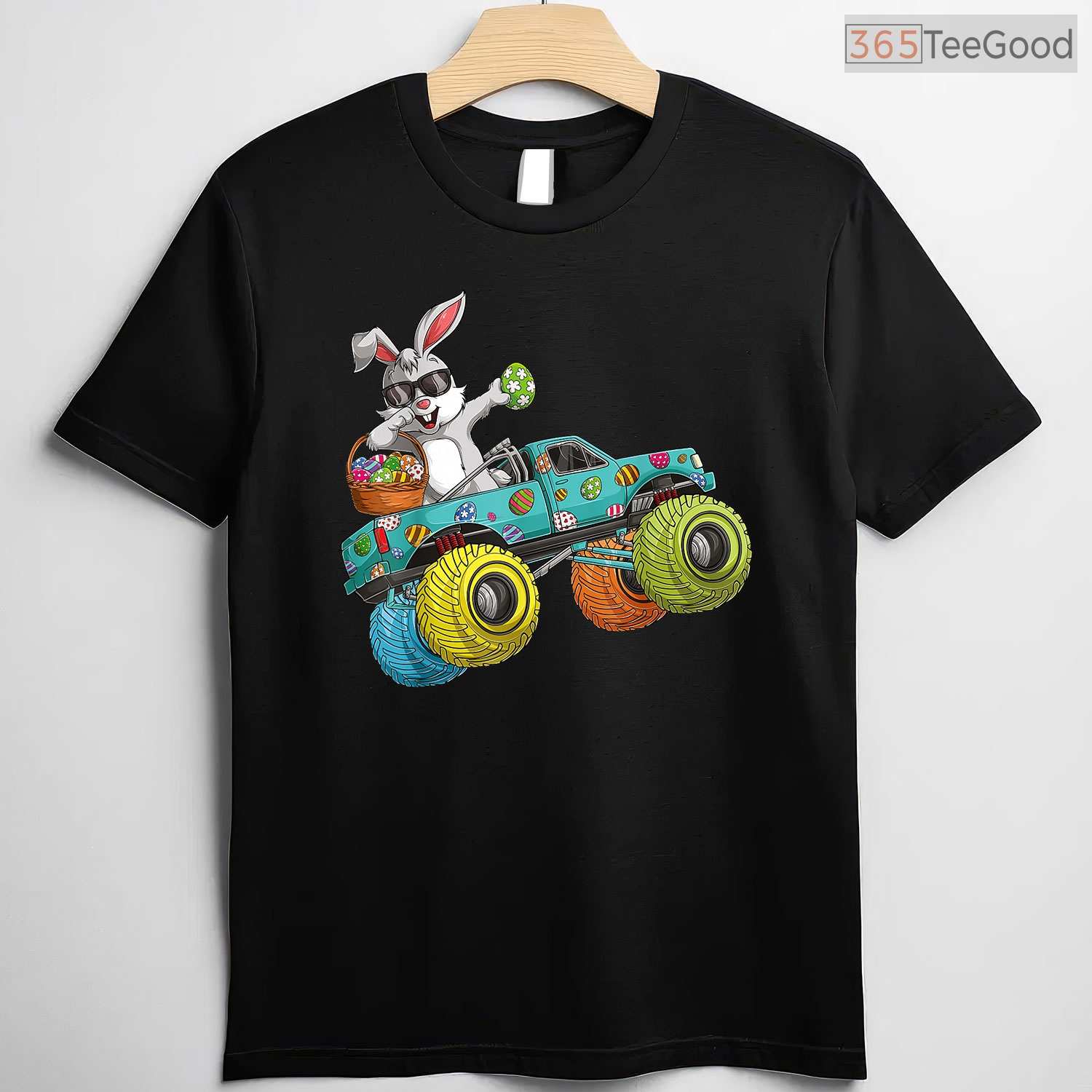 Dabbing Bunny Happy Easter T-Shirt Monster Truck Lovers Kids Boys Cool Shirt