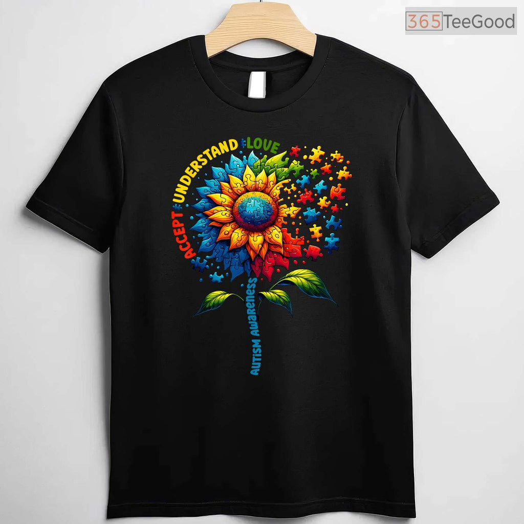Sunflower Autism Awareness April T-Shirt Men Women Kids Neurodiversity Tee