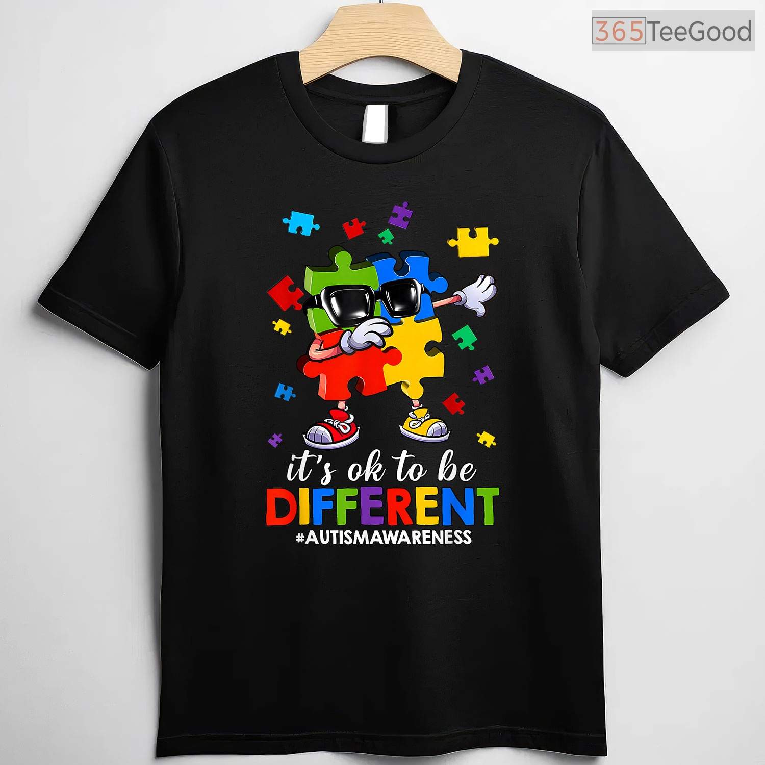 Its OK To Be Different Dabbing Puzzle Autism Shirt April Awareness Kids T-Shirt