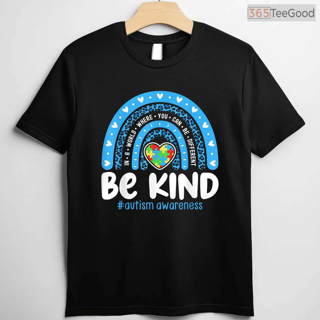 Rainbow In April We Wear Blue Ribbon Autism Shirt Awareness Month Women T-Shirt