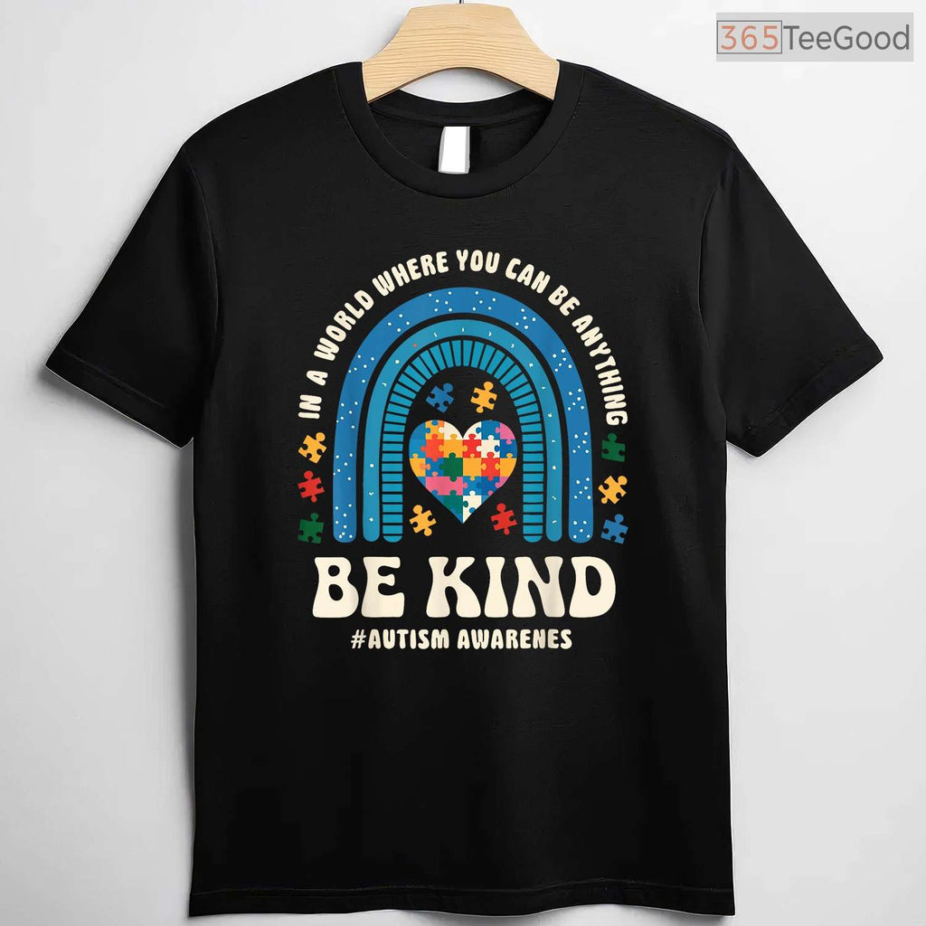 Be Kind Autism Awareness Puzzle Heart Rainbow Shirt April Men Women Kids T-Shirt
