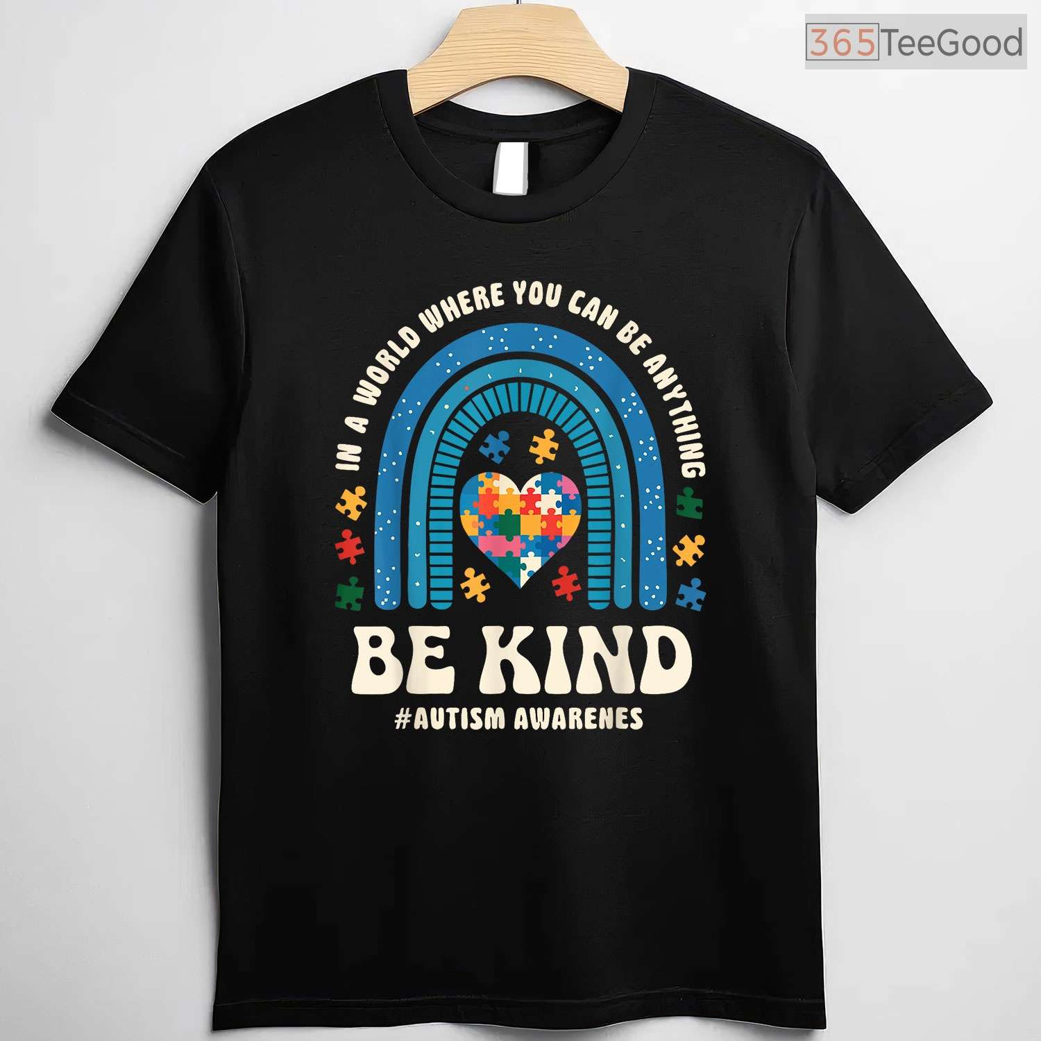 Be Kind Autism Awareness Puzzle Heart Rainbow Shirt April Men Women Kids T-Shirt