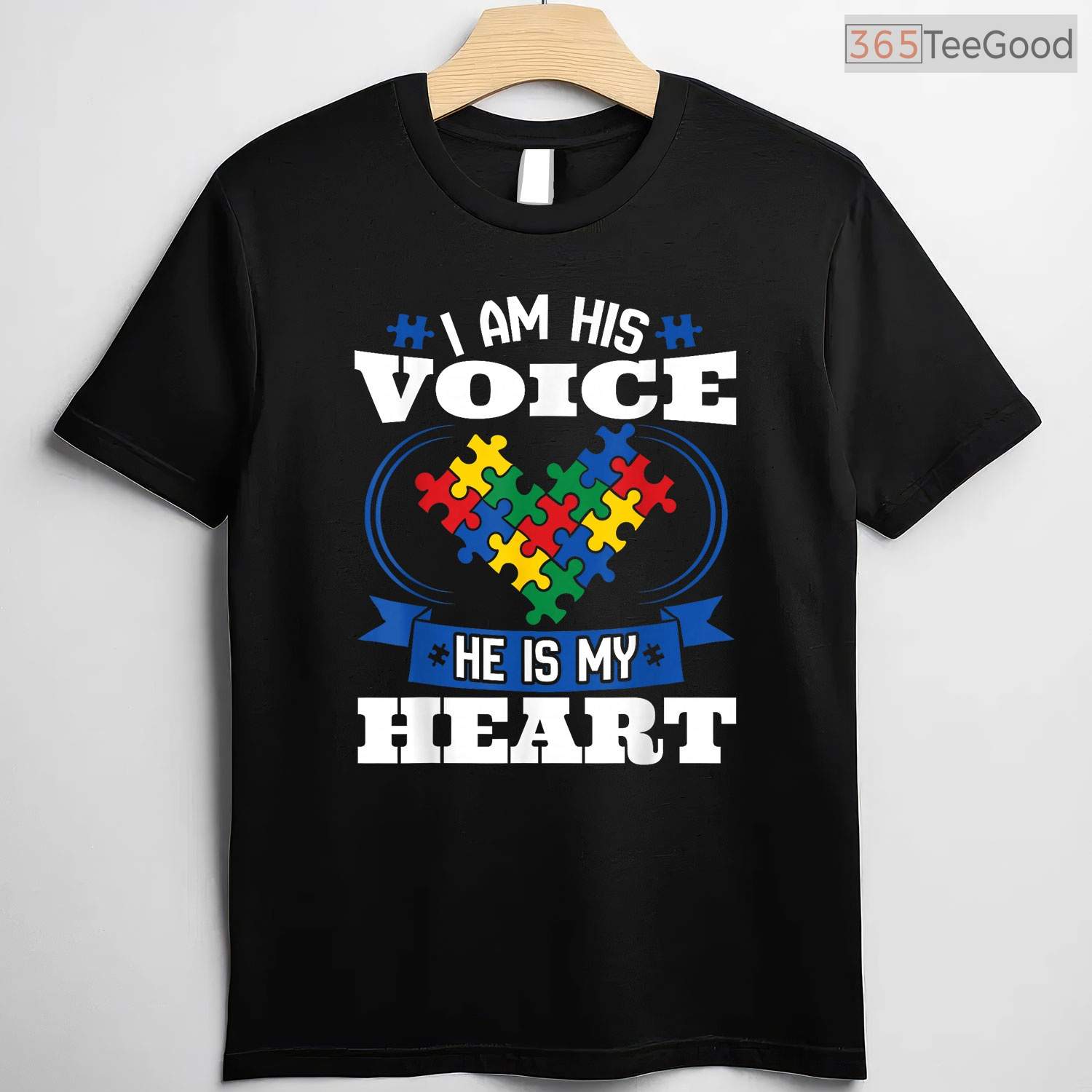 I Am His Voice He Is My Heart Autism Awareness Shirt April Support Mom T-Shirt