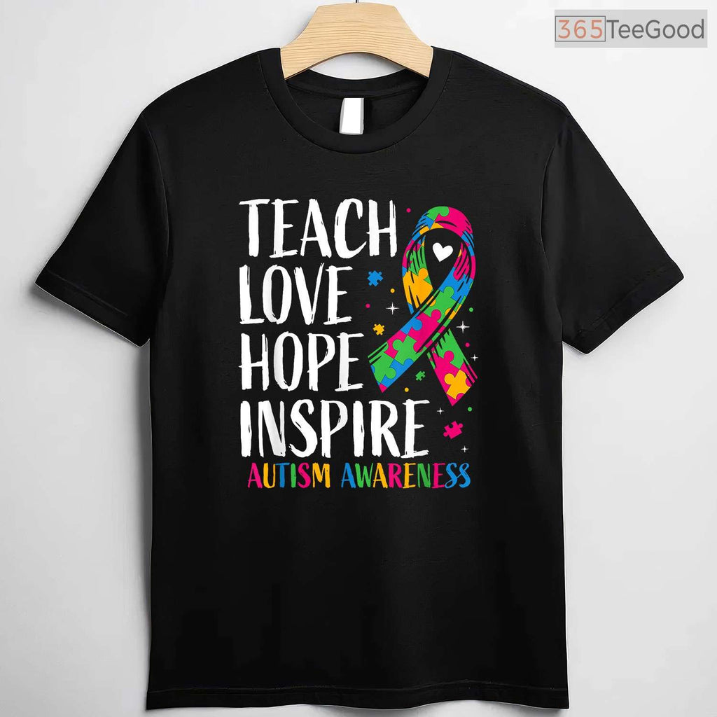 Autism Awareness Ribbon Mom Dad Kids Autistic Shirt April Support Family T-Shirt