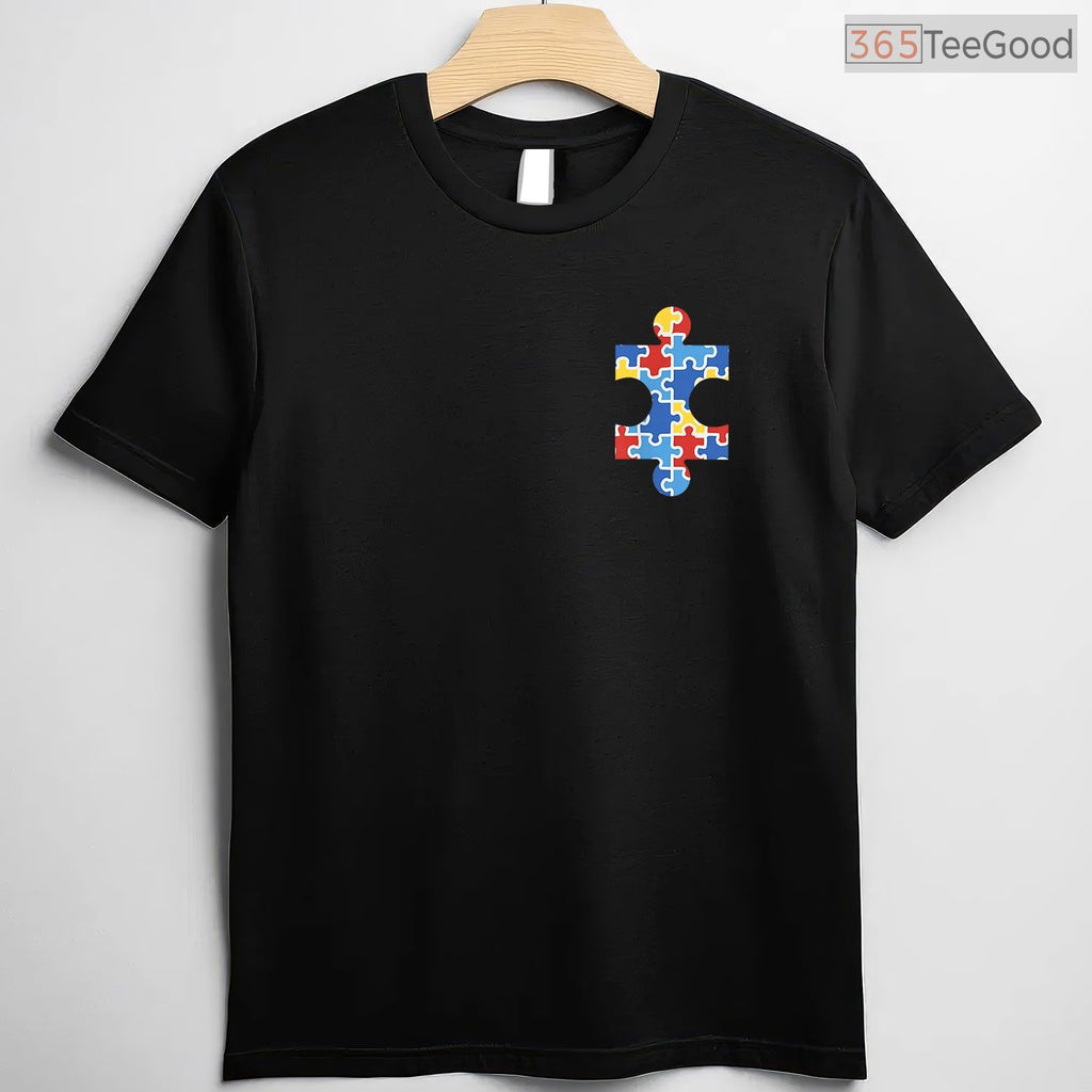 Autism Awareness Puzzle Piece Pocket Shirt Autistic Gift April Month Men T-Shirt