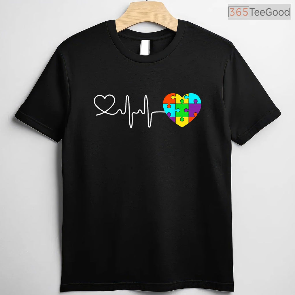 Love Heart Puzzle Acceptance Men Women Kids Autism Shirt April Awareness T-Shirt