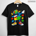 Dabbing Puzzle Piece Autism Awareness Shirt April Month Kids Cool Gift T-Shirt