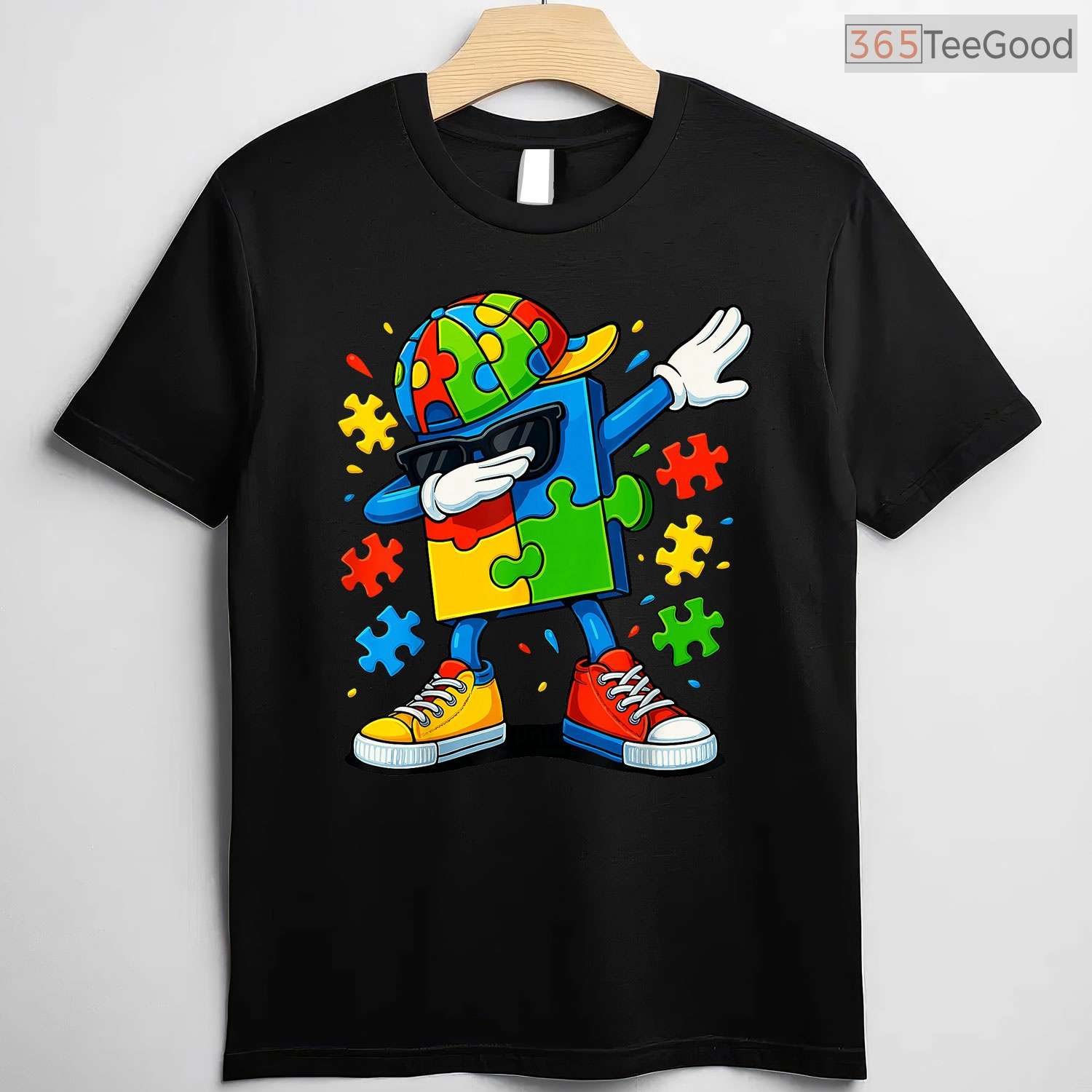 Dabbing Puzzle Piece Autism Awareness Shirt April Month Kids Cool Gift T-Shirt