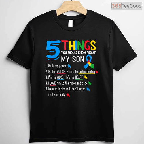 Autistic Son Support Squad Autism Shirt April Awareness Mom Dad Parents T-Shirt
