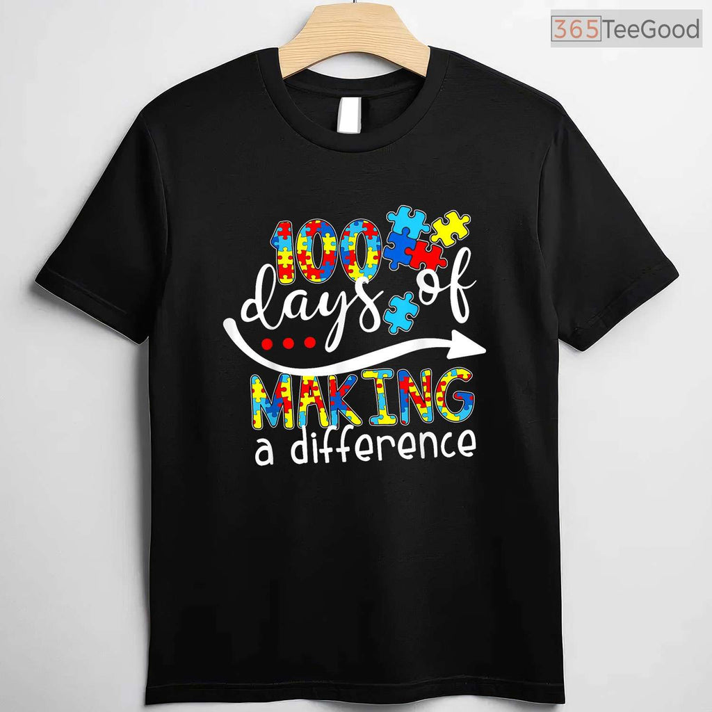 Autism 100 Days Of School Teacher Shirt April Awareness Celebration T-Shirt