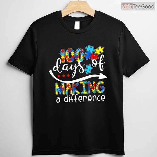Autism 100 Days Of School Teacher Shirt April Awareness Celebration T-Shirt