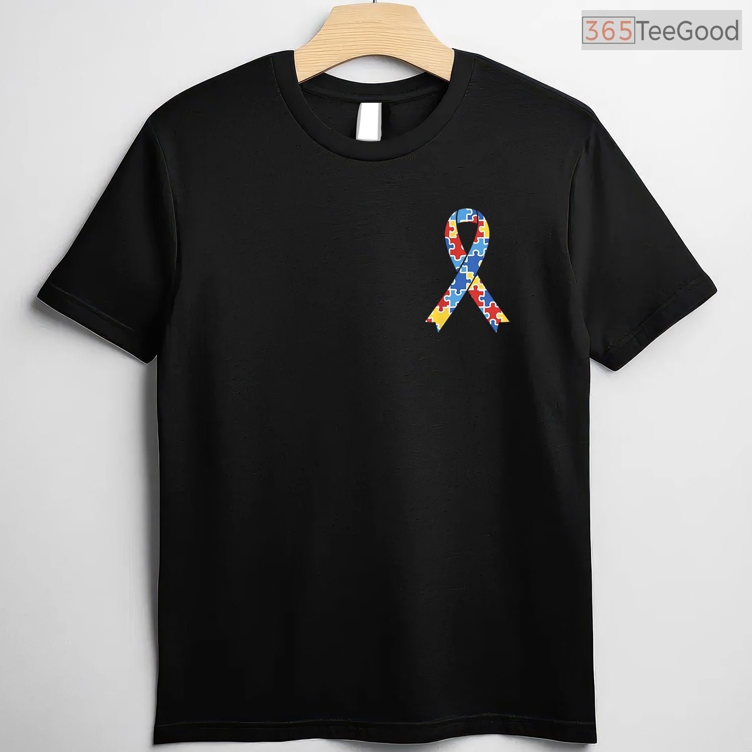 Autism Awareness Puzzle Ribbon Pocket Shirt April Month Support Men T-Shirt