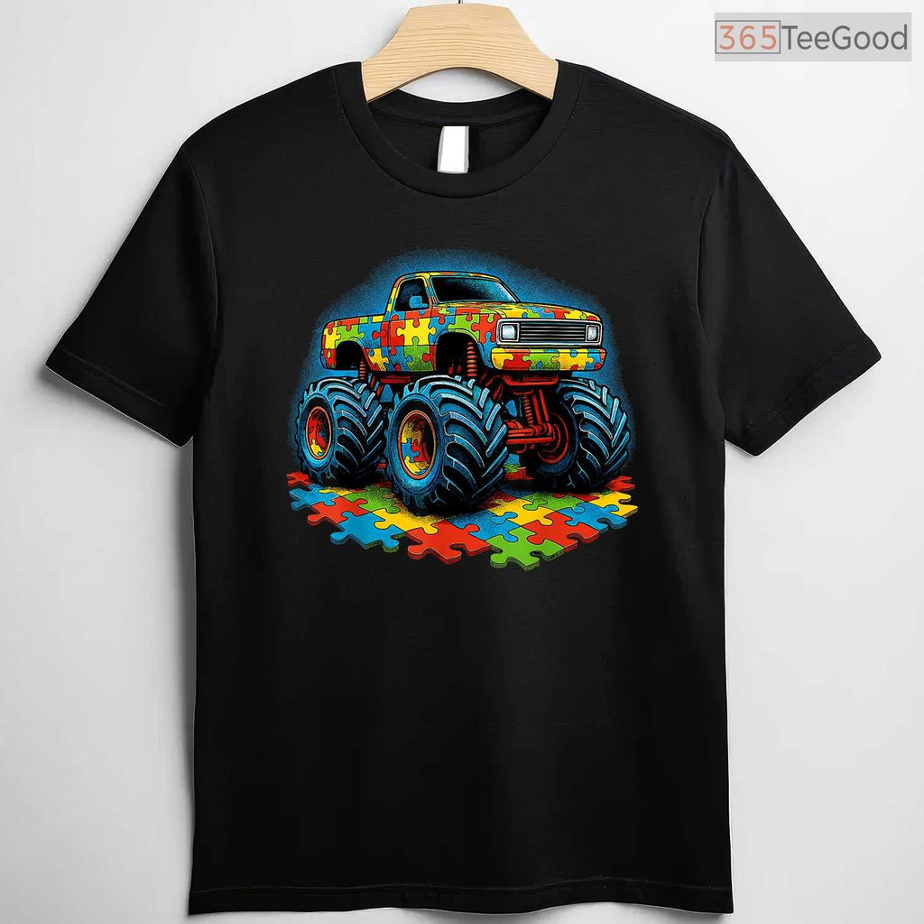 Autism Awareness Monster Truck Shirt April Month Boys Kids Cool Gift T-Shirt