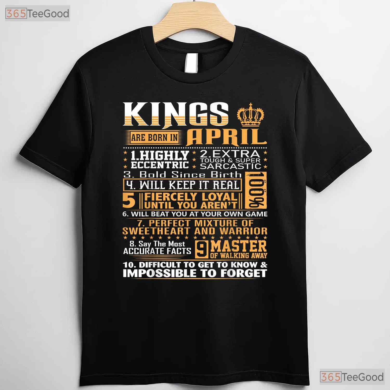 Kings Are Born In April T-Shirt - Best Birthday Gift For Men - Cool Crown Graphic